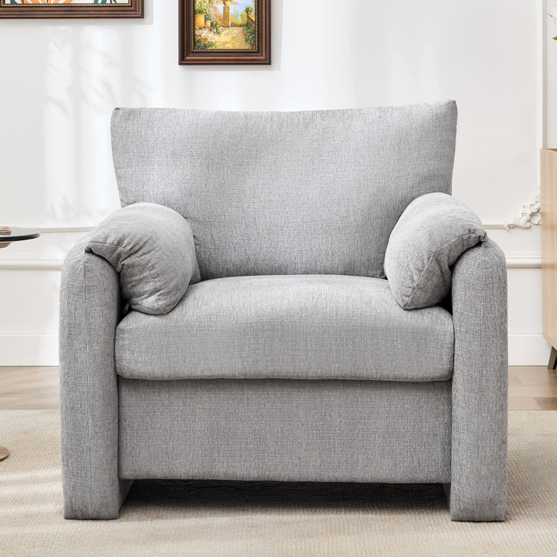 38.6" Oversized Armchair Upholstered Accent Chair For Living Room, Light Gray
