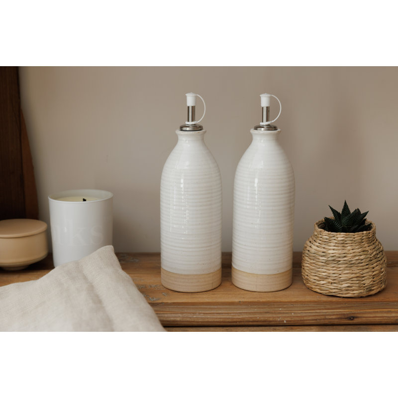 KitchenCraft Idilica Oil and Vinegar Bottles, Set of 2, Cream, 450ml