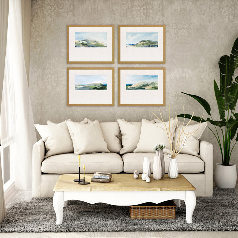 Nature's Peace Gold Framed 4-Piece Landscape Print Set