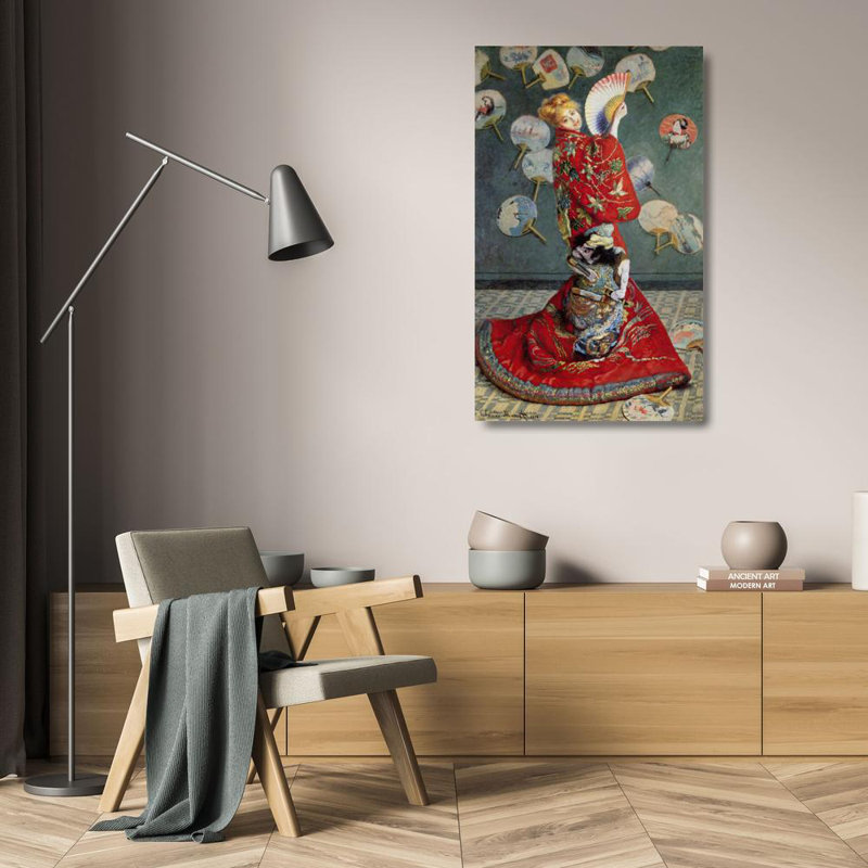"Camille Monet en costume japonais" par Claude Monet - Art mural sur toile tendue avec châssis, H 24 po x l 17 po