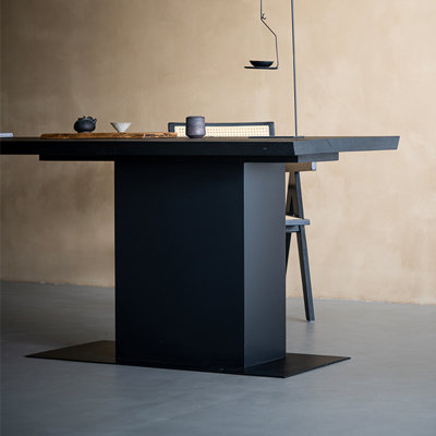 Carbonized black ash wood dining table