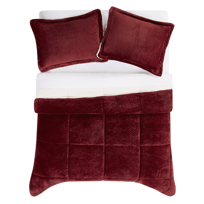 Ensemble d'édredon 2 pièces Cannon, Édredon pour lit simple TG + 1 taie décorative, Rouge