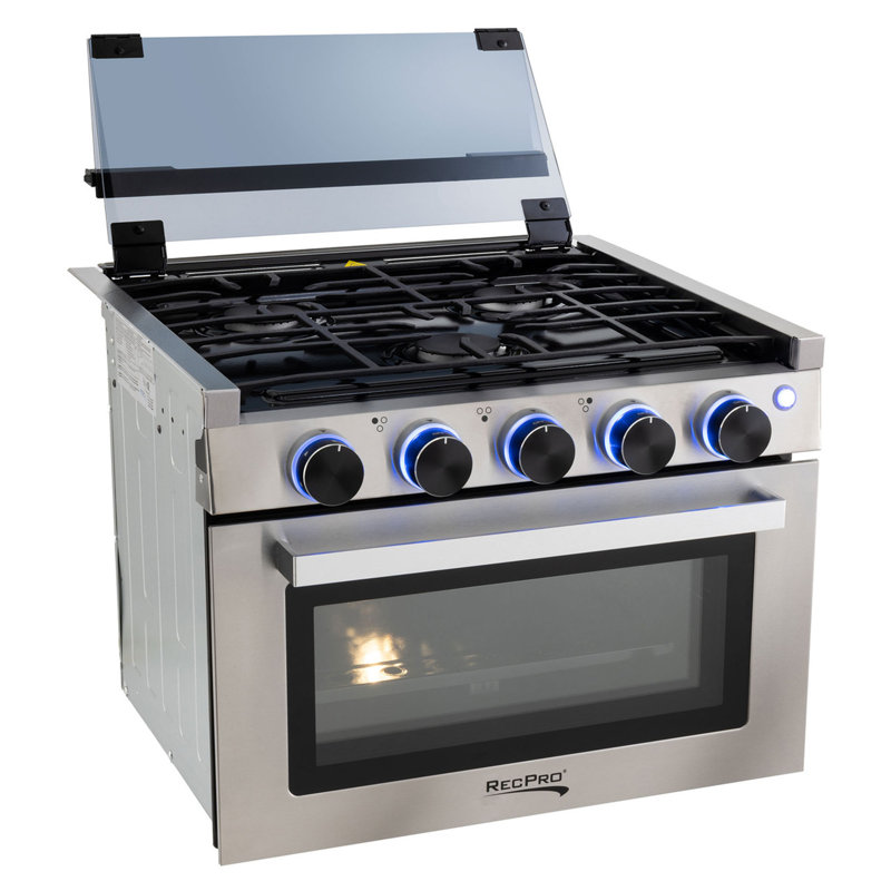 RecPro 17 InchTall 3 Burner Propane RV Stove Gas Range without Range Hood, Silver