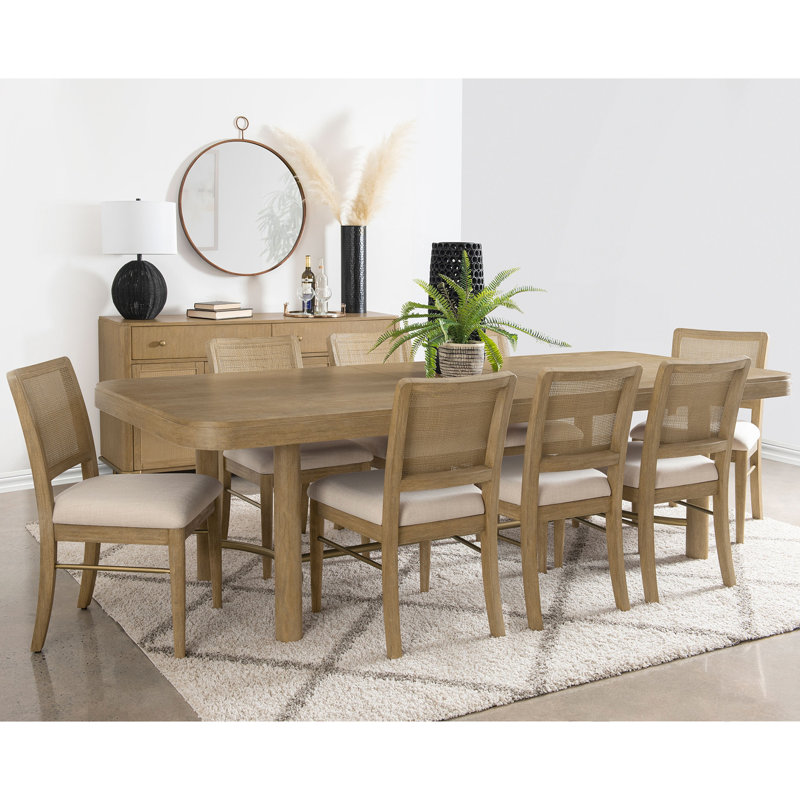 Ensemble de table de salle à manger à rallonge 9 pièces Benson, 9 pièces : table, 8 chaises