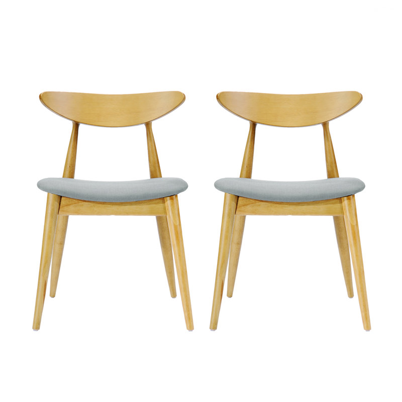 Ensemble de 2 chaises rétro en bois avec dossier et coussins, Beige, Beige, Naturel