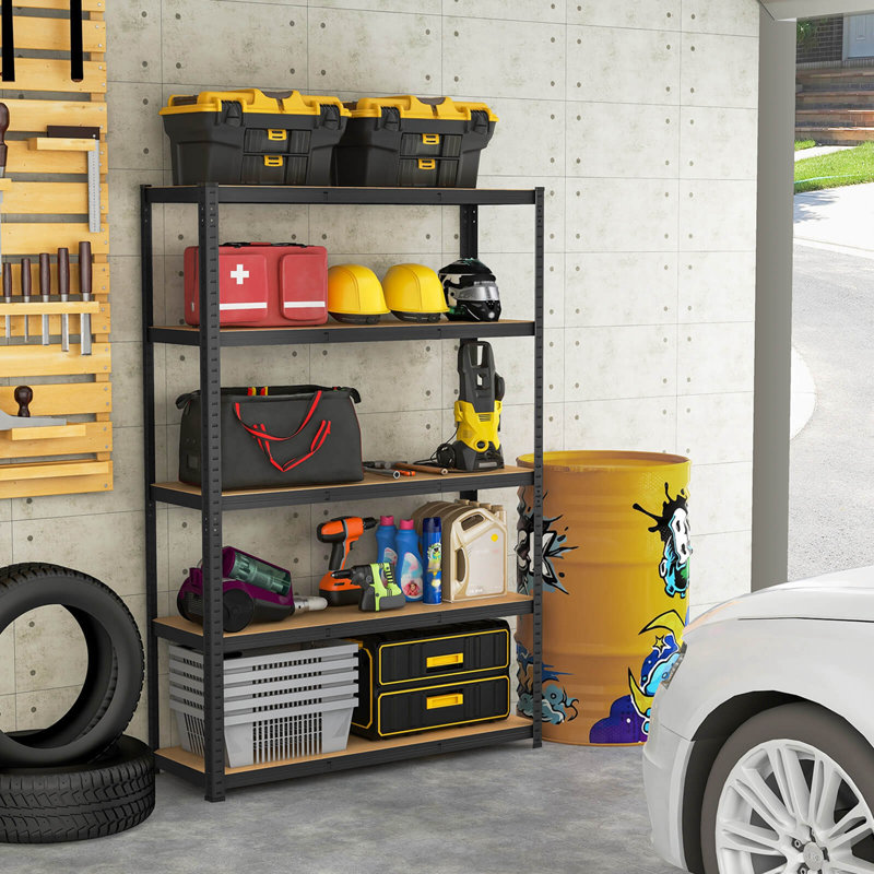 4 étagères de garage à 5 niveaux avec capacité de charge maximale de 2 200 lb pour l'entrepôt, Noir