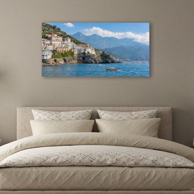 Canvas Wall Art View coastline Coast Sorrento Italy Wall Decor for Living Room Bathroom Bedroom Office 20"H x 40"W Art Paintings, Ready to Hang