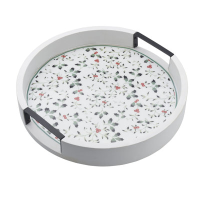 Pfaltzgraff Winterberry 16 in. Mango Wood Lazy Susan Serving Tray