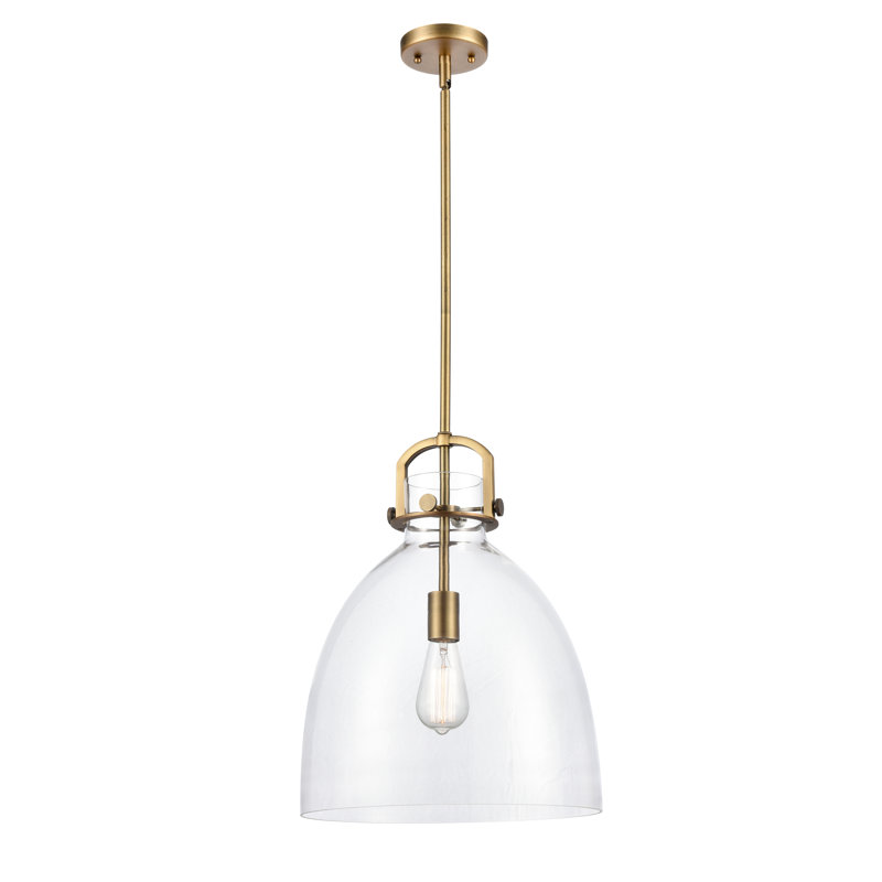 Badillo 1 Light Stem Hung, Brushed Brass, Clear, 18.25" H x 14" W x 14" D