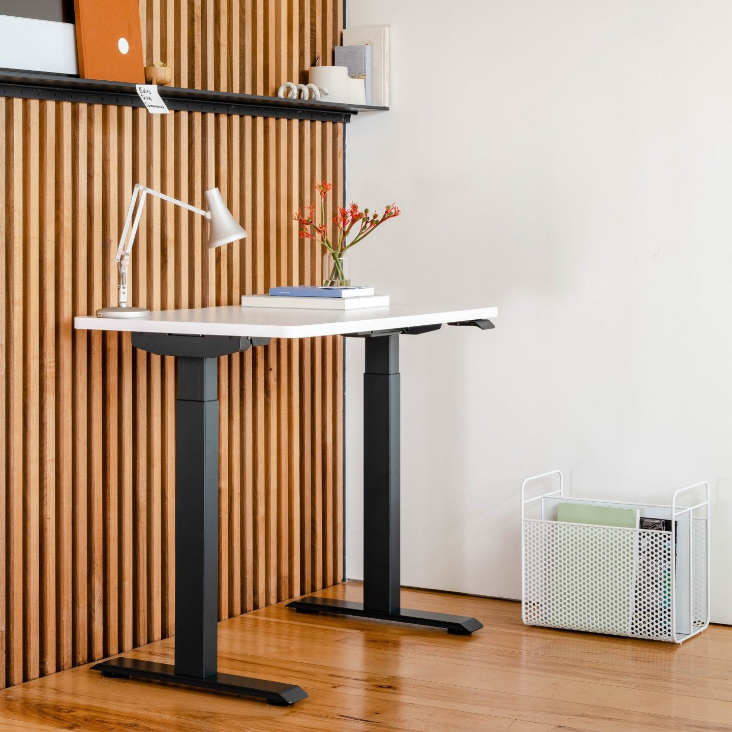 Duo Standing Desk, 47.3" H x 58" W x 27" D, Charcoal, White
