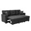 Canapé modulaire en lin gris anthracite de 76,5 po avec lit escamotable, méridienne réversible et rangement, détails, fermeté moyenne, savoir-faire facile à installer, installation facile