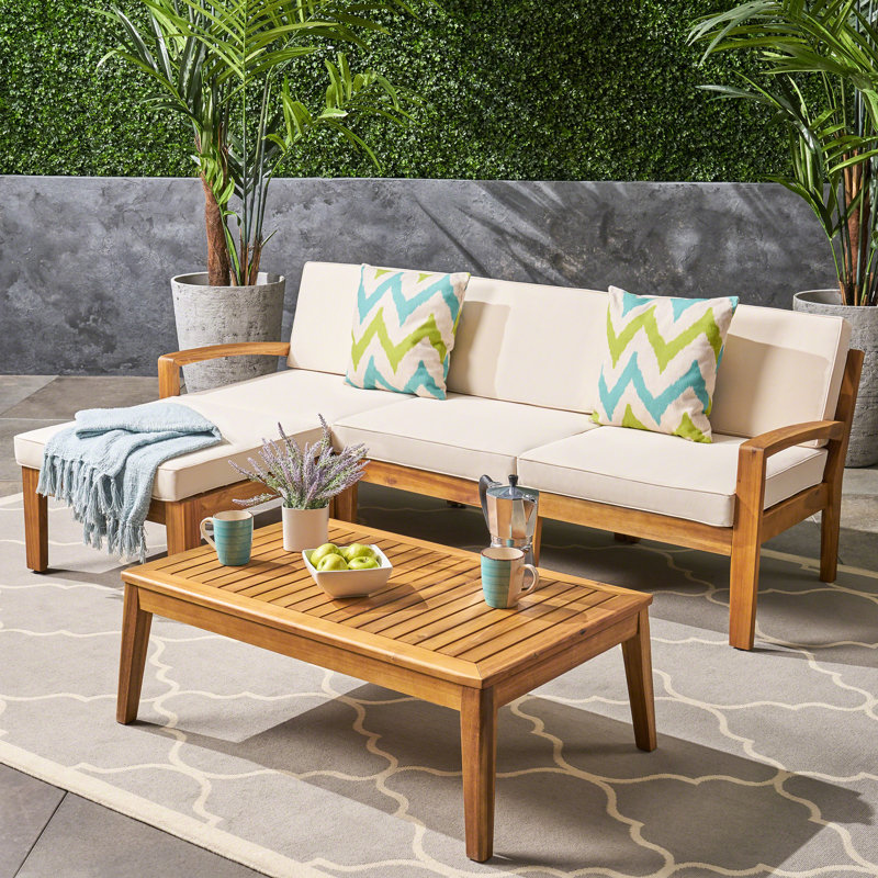 Canapé modulaire en bois pour l'extérieur avec coussins modernes en forme de L