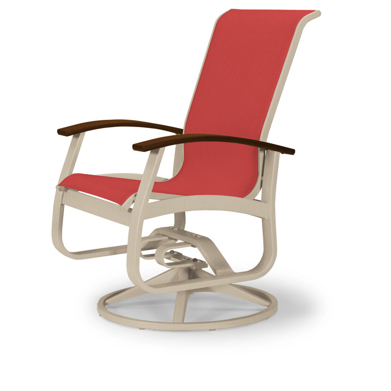 Belle Isle Outdoor Dining Armchair, Red 1D Sunbrella®, Gloss White, Kona P10