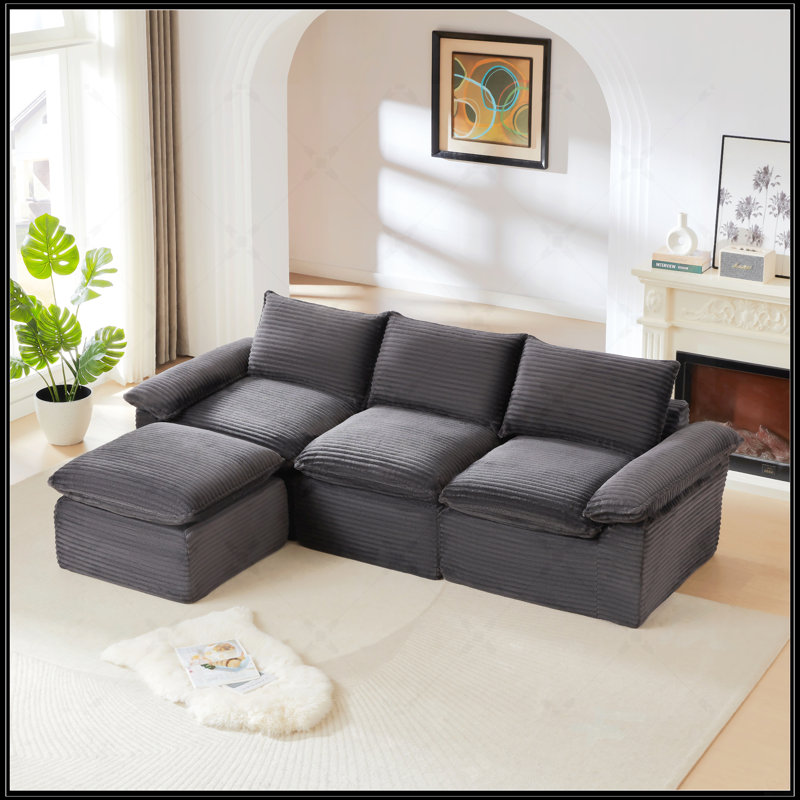 Canapé moderne en velours côtelé avec sièges confortables et combinaisons flexibles pour les espaces de vie contemporains