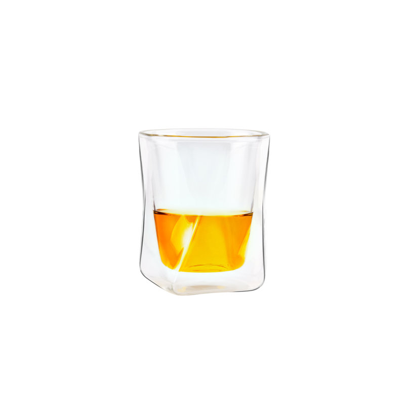Modern 10 oz Clear Insulated Double Wall Whiskey Glass Set