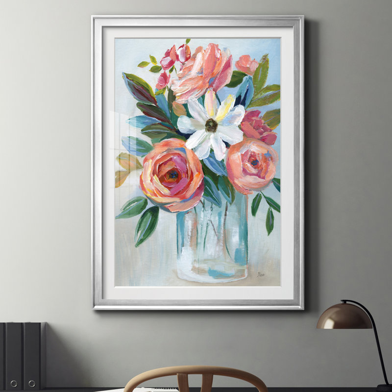 Fiesta Blooms - Cadre photo, reproduction d'art sur papier, H 18,5 po x l 24,5 po x P 1,5 po, Papier avec cadre argenté