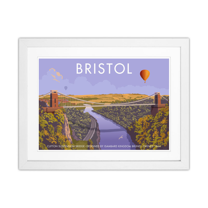 Bristol Clifton by Stephen Millership - Print on Canvas, White Framed Paper, 33.5cm H x 43.5cm W x 3cm D