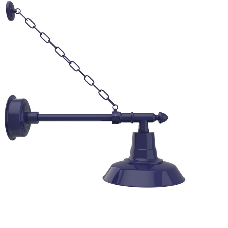 Luminaire de grange d'extérieur Oldage, H 10 po x l 12 po x P 27 po, Bleu de cobalt
