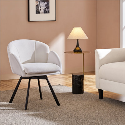 Flower-shaped Swivel Chenille Accent Armchair