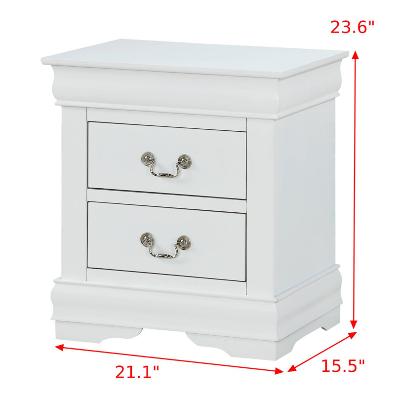 Ensemble de chambre à coucher classique avec traîneau au fini blanc, 4 pièces, Lit double
