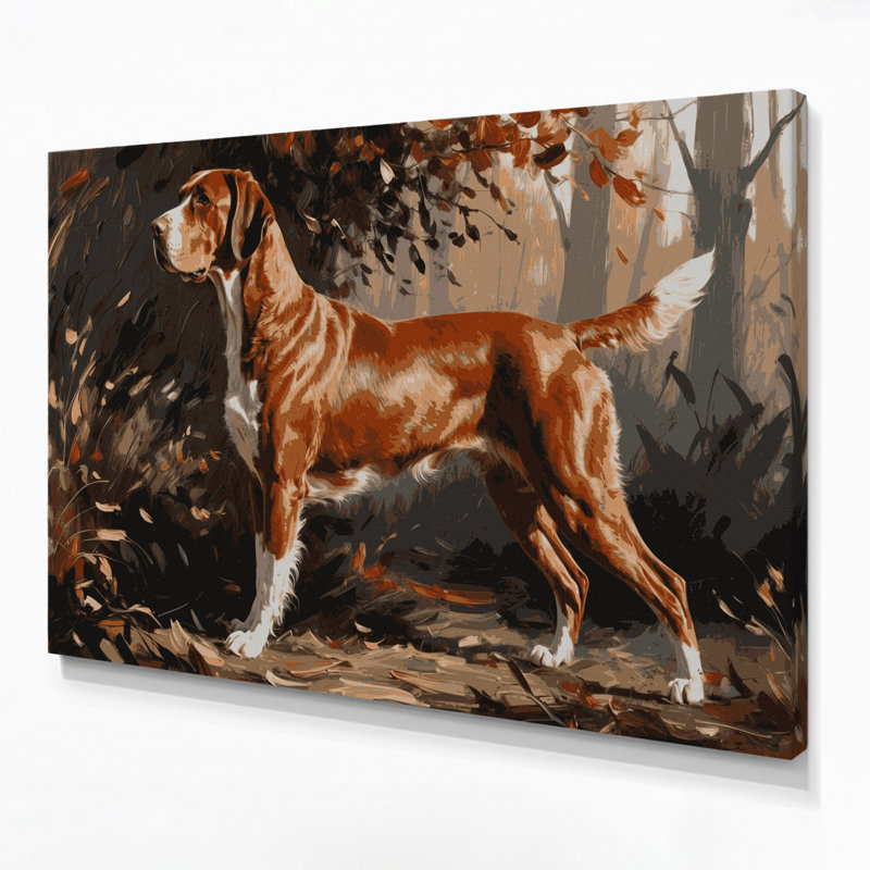 «Dogs Bracco Italiano», art mural sur toile brune, H 12 po x l 18 po