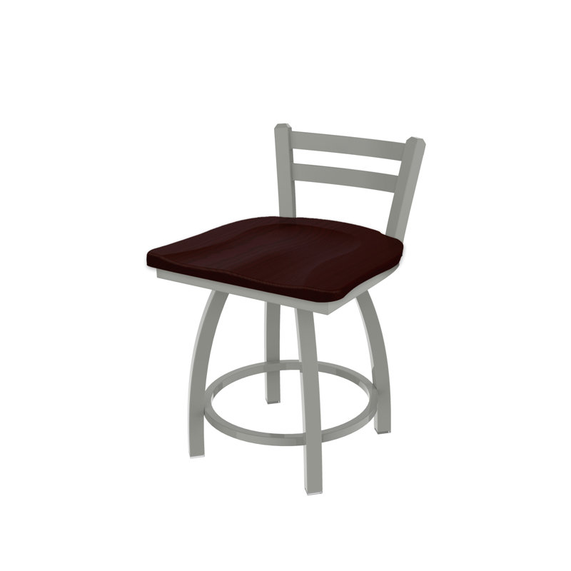 Tabouret de coiffeuse 411 Jackie, Bois - Chêne cerise foncé, Nickel anodisé