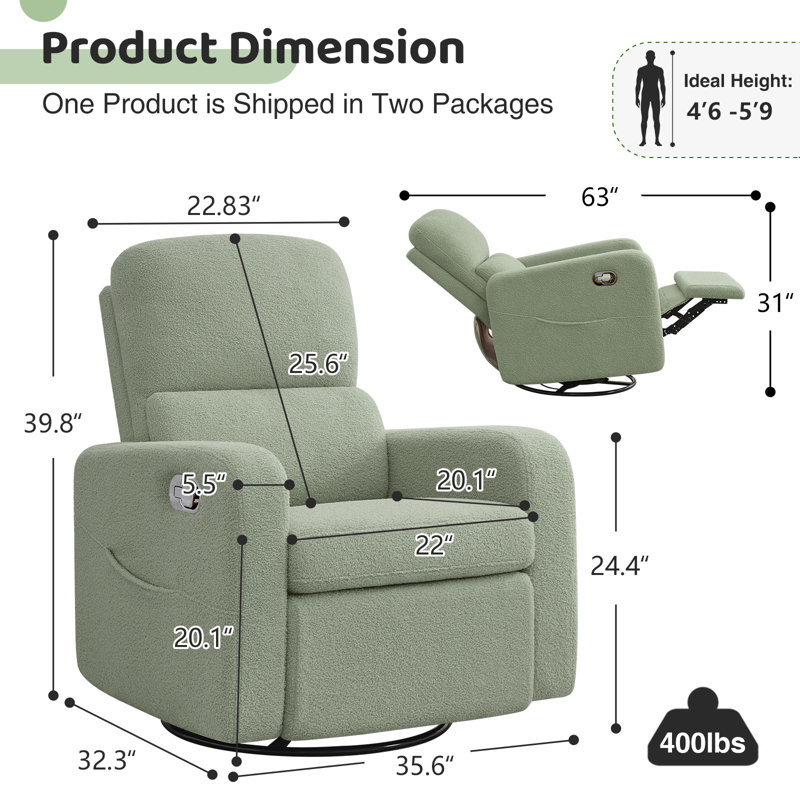 Fauteuil inclinable Reiby Silina Teedy, Teddy Green