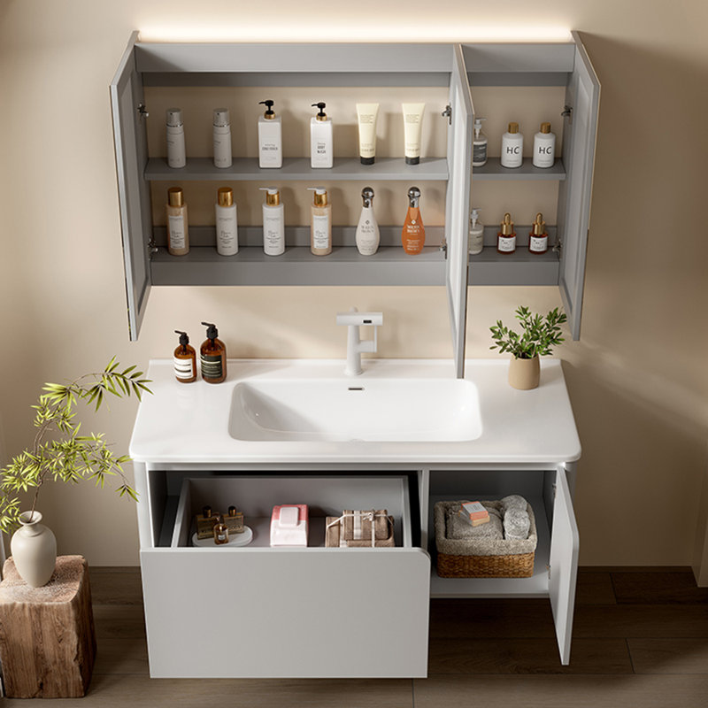 French simple light luxury bathroom cabinet, Gray