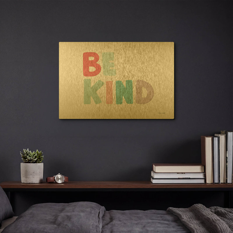 «Be Kind» par Ann Kelle, art mural en métal doré, 16 po x 12 po, 16 po x 12 po