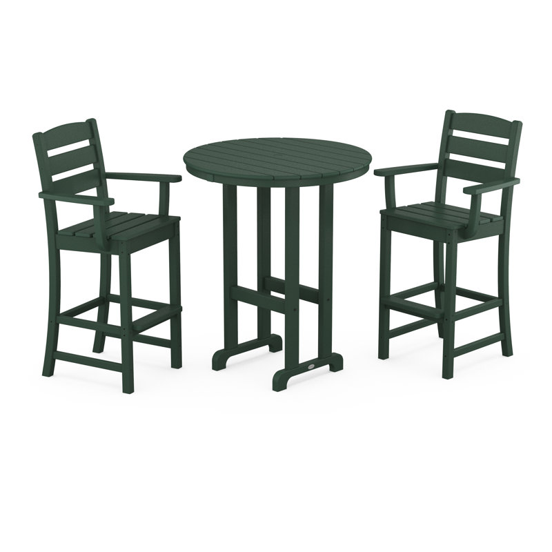 Lakeside 3-Piece Round Bar Arm Chair Set, Green