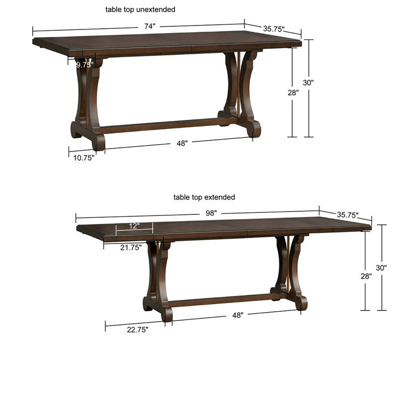 Table de salle à manger extensible polyvalente en placage de bois de conception classique, parfaite pour les rassemblements