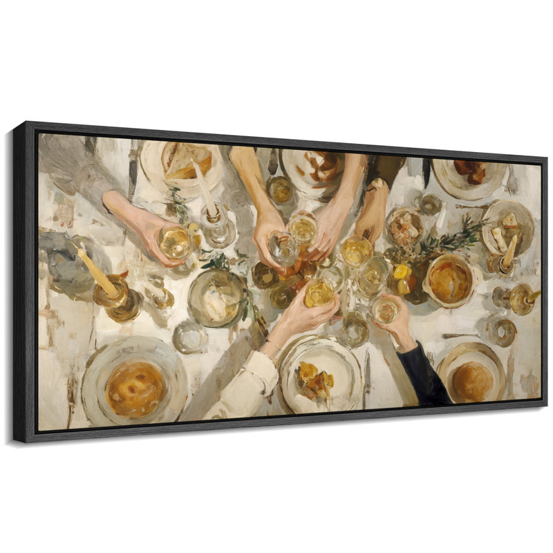 «Warm Toned Feast Celebration», très grande image, impression sur toile encadrée, Noir, H 30 po x l 60 po