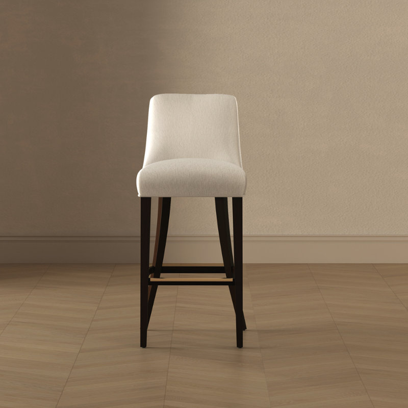 Tabouret de bar en chenille Beever, Tabouret de bar (siège d'une hauteur de 32,7 po), Crème