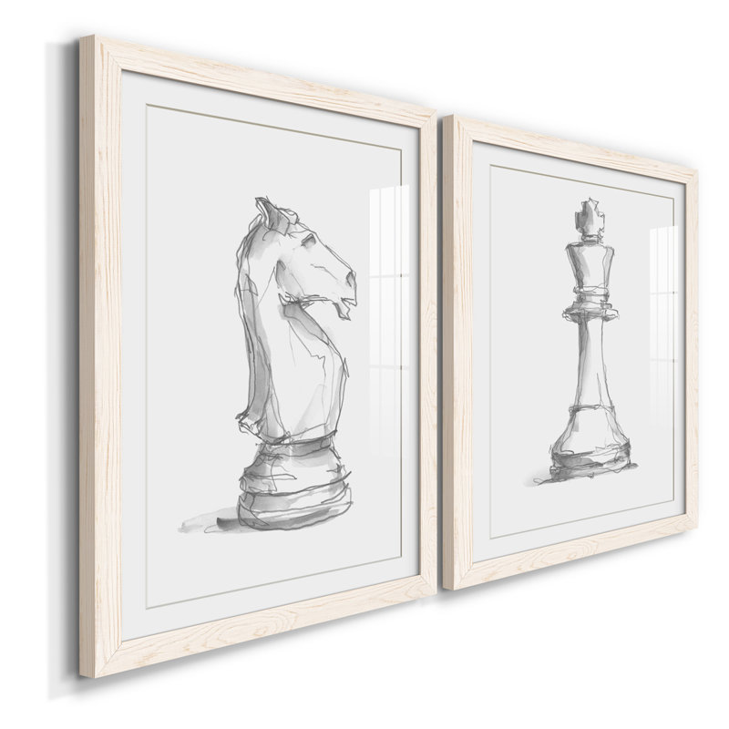 Chess Room Study I Premium encadré mat - prêt à être suspendu, Blanc, H 24 po x l 20 po x P 1 po