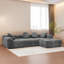 Canapé modulaire en forme de L compressé, canapé moelleux en velours côtelé avec assise profonde, aucun assemblage requis