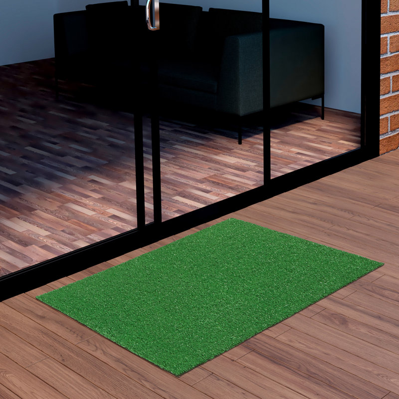Ottomanson Green Waterproof 2x3 Artificial Grass Rug