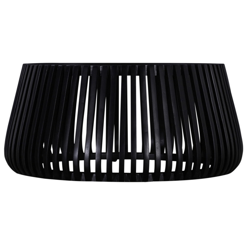 Table basse contemporaine en bois massif de 31 po en forme de tambour, canapé de salon, noir