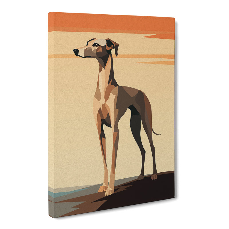 Whippet Minimalism No.2 - No Frame Art Prints - Wrapped Canvas, 50cm H x 35cm W x 3cm D