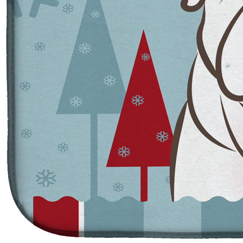 Tapis de séchage bouledogue anglais winter fêtes, Blanc