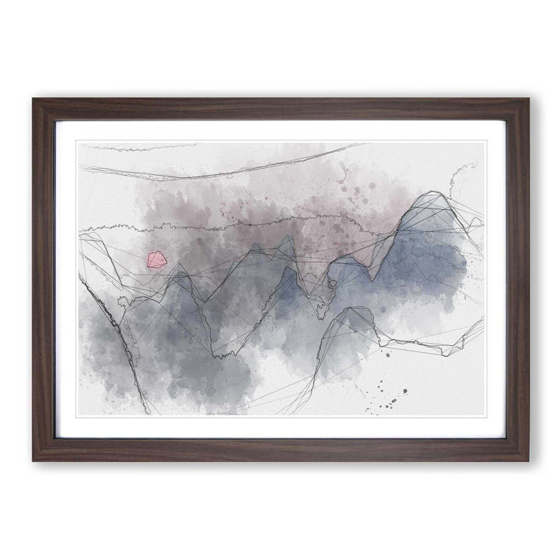 Behind the Mountains in China in Abstract - Picture Frame Graphic Art Print, Walnut Framed, 27cm H x 36cm W x 2cm D