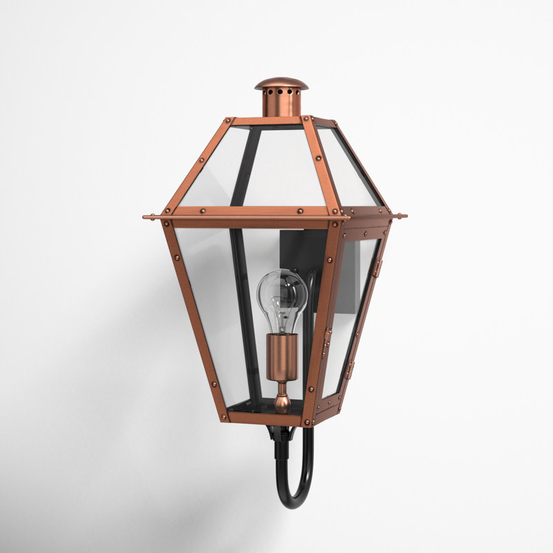 Amber Solid Brass Wall Light, Aged Copper