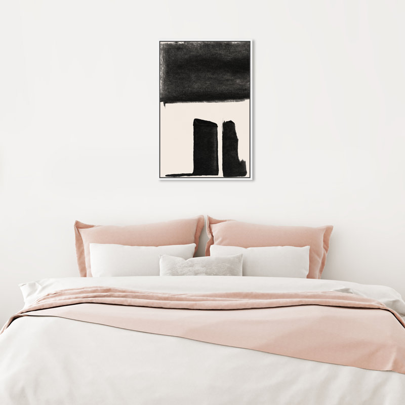 «Black and White Abstract Shapes» par Floater, reproduction d'art sur toile, Blanc, H 25 po x l 17 po