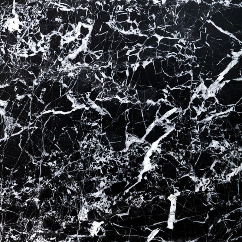 Table basse ronde à 3 sphères en marbre véritable - marbre noir Nero