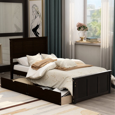 Le lit plateforme simple avec 2 tiroirs roulants en couleur, en bois massif fabriqué et pour une utilisation mobile à long terme, a créé un endroit confortable pour dormir