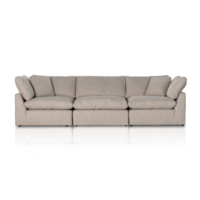 Stevie 124.5" Tuxedo Arm Modular Sofa, Gibson Wheat Performance Weave