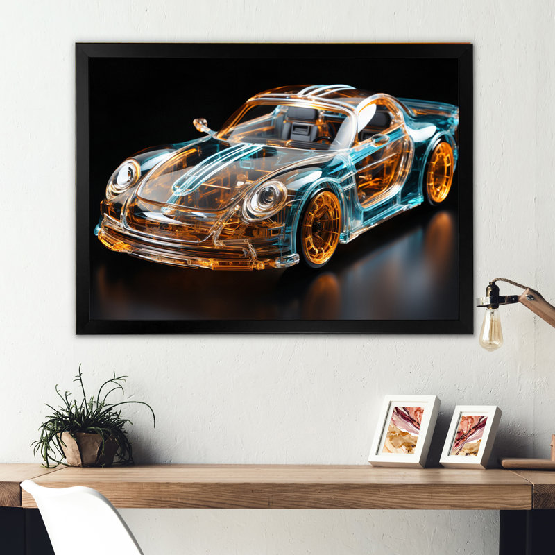 Sophisticated Stylish Glass Supercar I - Exotic Car Canvas Art Print, Cadre simple noir, H 24 po x l 32 po x P 1 po