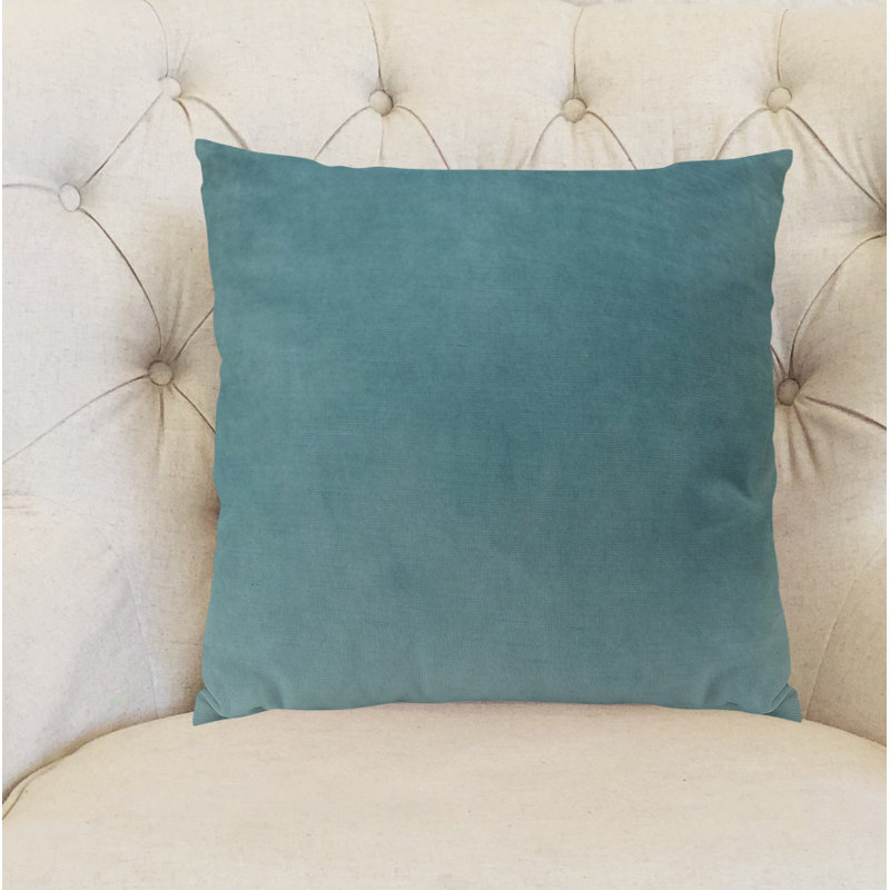 Coussin décoratif en coton, 16 po x 16 po, Bleu sarcelle, Carré