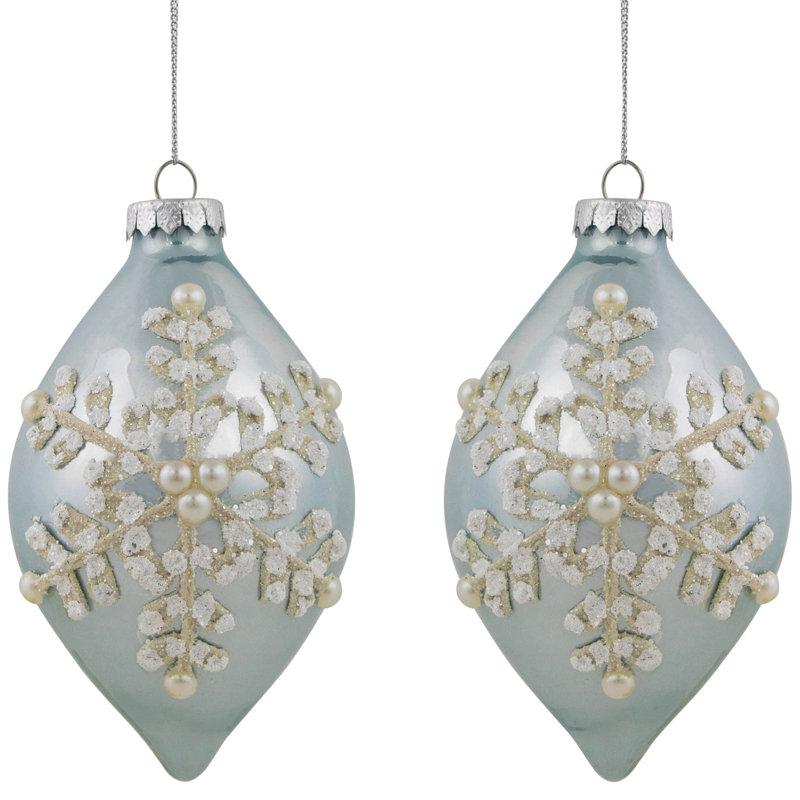 5 in. Glass Snowflakes Shatterproof Finial Ornament