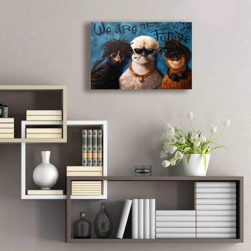 Art mural en verre acrylique 24 po x 16 po «Poultry In Motion» par Lucia Heffernan, H 16 po x l 24 po