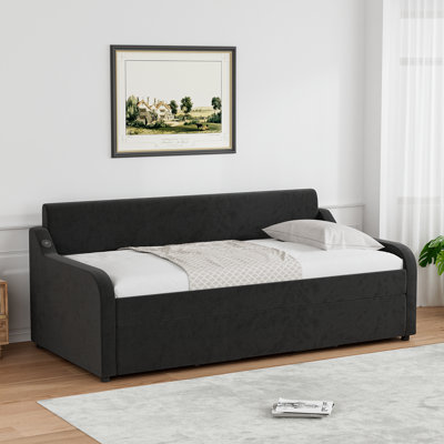 Upholstered Daybed with Trundle Bed